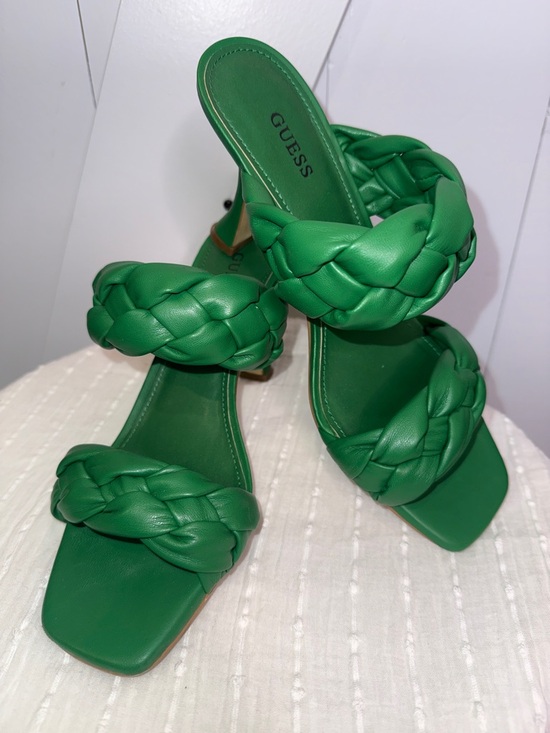 Guess Shoes - GUESS Green Braided Double-Strap Slide Heels